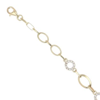14ct Yellow Gold Cubic Zirconia Fancy Bracelet 7.5"