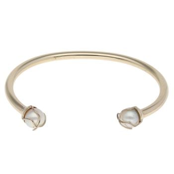 9ct Yellow Gold Pearl Plain Torque Bangle