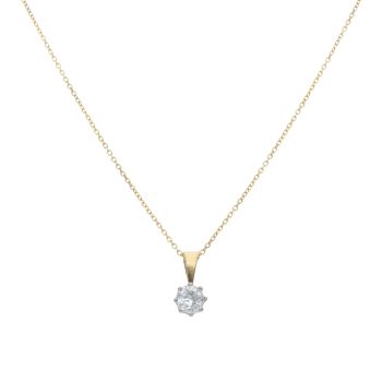 18ct Yellow Gold 0.50ct Brilliant Cut Diamond Solitaire Pendant and Chain 18"