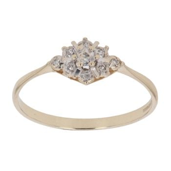 9ct Yellow Gold 0.05ct Diamond Cluster Ring
