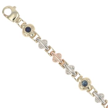 9ct Yellow, White and Rose Gold Sapphire Bracelet 7"