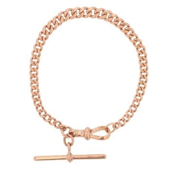 9ct Rose Gold Graduating Albert T-Bar Bracelet 7.5"