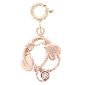 9ct Yellow and Rose Gold 0.01ct Diamond Tree of Life Clogau Charm
