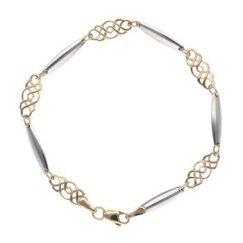 9ct Yellow and White Gold Celtic Fancy Bracelet 7"