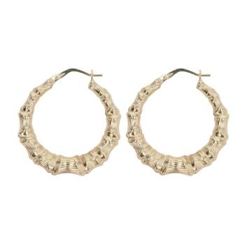 9ct Yellow Gold Bamboo Hoop Earrings