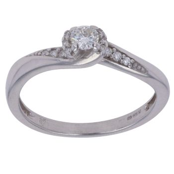 9ct White Gold 0.17ct Brilliant Cut Diamond Solitaire Ring