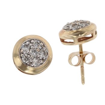 14ct Yellow Gold 0.25ct Diamond Round Cluster Stud Earrings