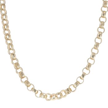 9ct Yellow Gold Patterned and Plain Belcher Chain 24"