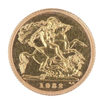 1982 Elizabeth II Decimal Portrait UK Half Sovereign Coin