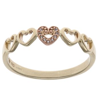 9ct Yellow and Rose Gold Clogau 0.05ct Diamond Heart Ring