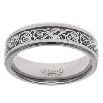 Unique & Co Tungsten Black Carbon Fibre Wedding Ring