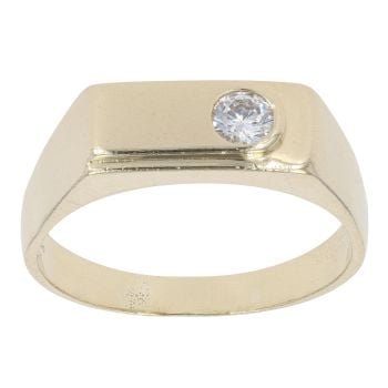 9ct Yellow Gold Cubic Zirconia Signet Ring