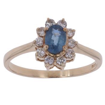 9ct Yellow Gold 0.20ct Diamond and Sapphire Cluster Ring