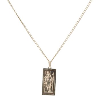 9ct Yellow Gold St George Frame Pendant and Chain 24"