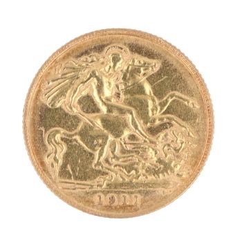 1911 George V Half Sovereign Coin