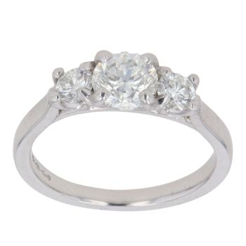 Platinum 1.00ct Brilliant Cut Diamond Trilogy Ring