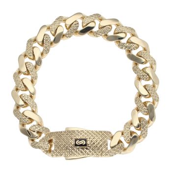 14ct Yellow Gold Monaco Classic Alternate Flex Lock Curb Bracelet 8.5"