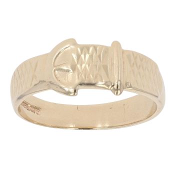 9ct Yellow Gold Patterned Buckle Ring