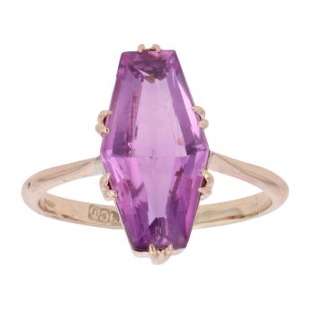 9ct Yellow Gold Amethyst Single Stone Ring