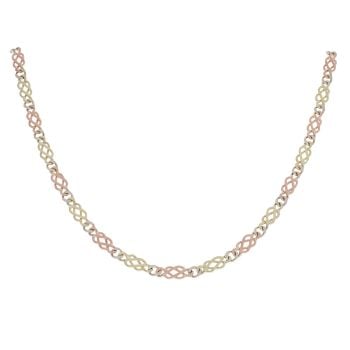 9ct Yellow, White And Rose Gold Celtic Chain 18"