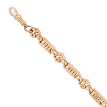 9ct Yellow Gold Stars and Bars Bracelet 7"
