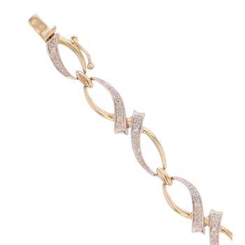 9ct Yellow and White Gold Diamond Fancy Bracelet 7"