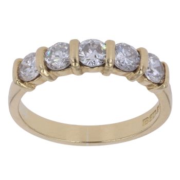 18ct Yellow Gold 0.90ct Brilliant Cut Five Stone Diamond Ring