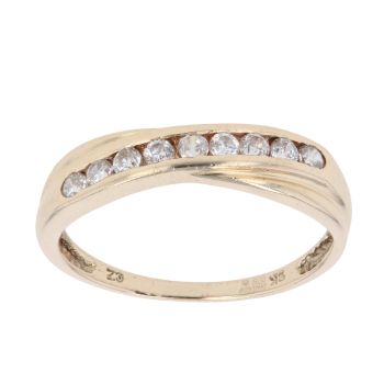 9ct Yellow Gold Cubic Zirconia Crossover Ring