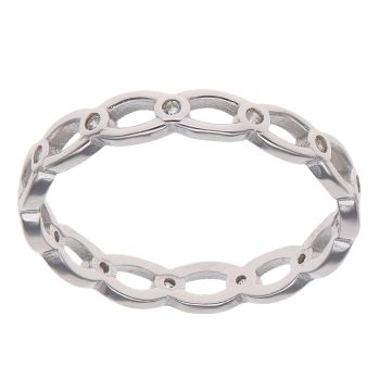 Silver Cubic Zirconia Chain Link Fancy Ring By Icesia