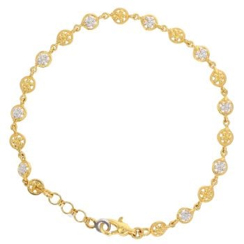 22ct Yellow And White Gold Fancy Granulation Bracelet 7"