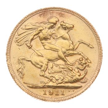 1911 George V Large Head UK Full Sovereign Coin