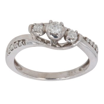 9ct White Gold 0.25ct Brilliant Cut Diamond Trilogy Ring