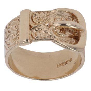 9ct Yellow Gold Patterned Buckle Ring