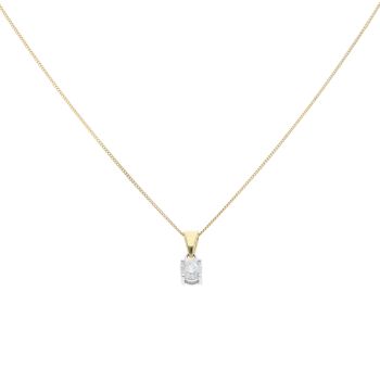 18ct Yellow Gold 0.50ct Brilliant Cut Diamond Solitaire Pendant And Chain 18"