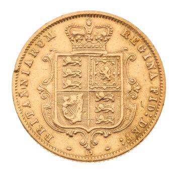 1874 Victoria Young Head UK Half Sovereign Coin