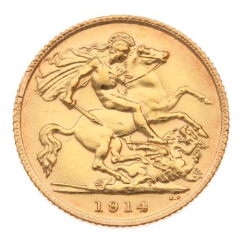1914 George V Large Head UK Half Sovereign Coin