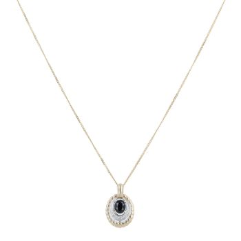 9ct Yellow Gold 0.05ct Diamond and Sapphire Pendant and Chain 20"