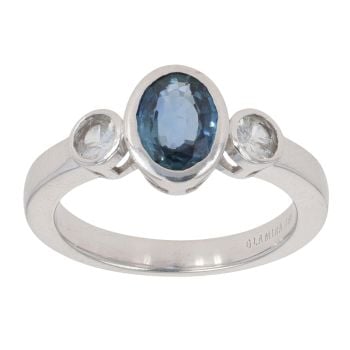 18ct White Gold Blue and White Sapphire Ring