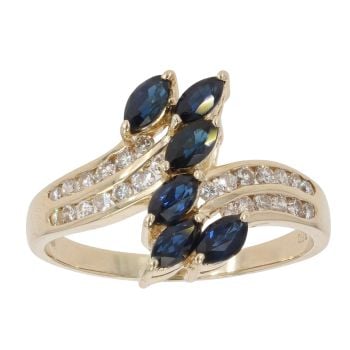 18ct Yellow Gold 0.26ct Diamond And Sapphire Ring