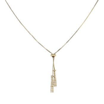 9ct Yellow Gold Bead Tassel Necklace 18"