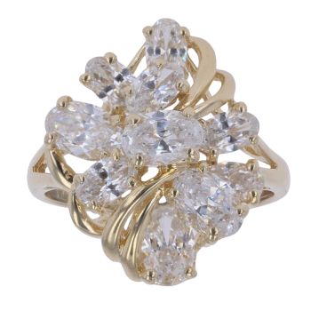 14ct Yellow Gold Cubic Zirconia Fancy Cluster Ring