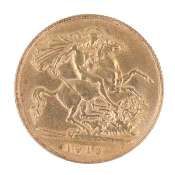 1913 George V Large Head UK Half Sovereign Coin
