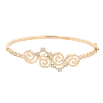 14ct Yellow Gold Cubic Zirconia Swirl Bangle