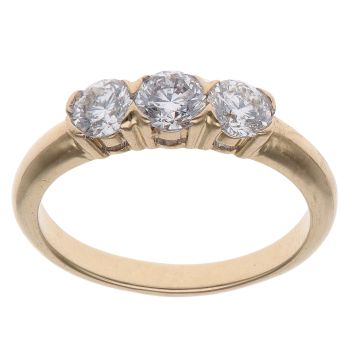 18ct Yellow Gold 1.00ct Brilliant Cut Diamond Trilogy Ring