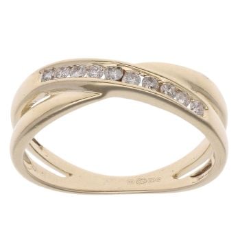 9ct Yellow Gold 0.20ct Diamond Crossover Ring