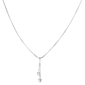 9ct White Gold Heart Drop Pendant and Chain 16"