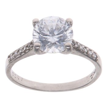 9ct White Gold Cubic Zirconia Single Stone Ring