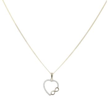 14ct Yellow Gold Children's Cubic Zirconia Heart Infinity Pendant and Chain 16"