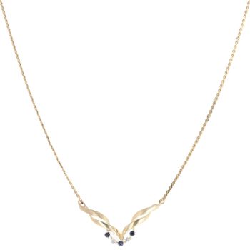 9ct Yellow Gold 0.04ct Diamond and Sapphire Necklace 16"