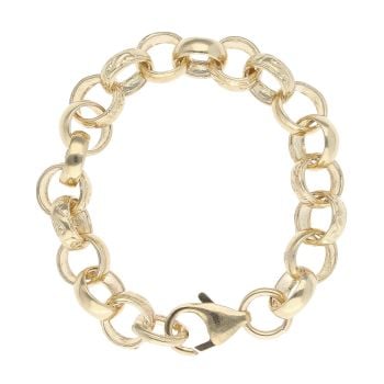 9ct Yellow Gold Patterned And Plain Belcher Bracelet 5"